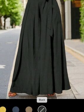 Black Maxi Pants with Tie At Waist